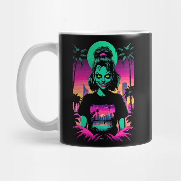 Zombie Synthwave Girl by Nerdlight Shop